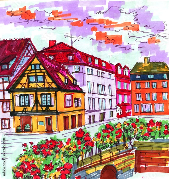 Obraz the old Town sketch