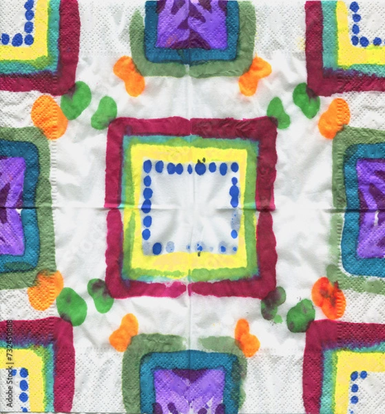 Fototapeta watercolor african etno pattern background colorful bright element