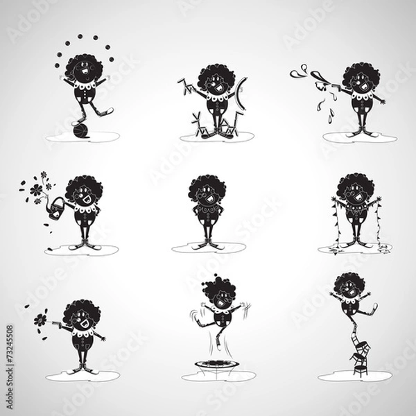 Fototapeta Clowns - Isolated On Gray Background - Vector Illustration