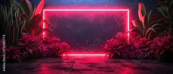 Obraz Pink Neon Flowers: A Monthly Event Inspired by the Latest Trends Generative AI