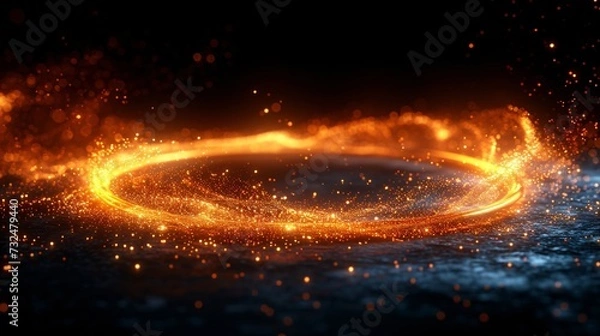 Obraz Glowing Fire Circle in the Dark: A Stunning Visual for Your Monthly Social Media Posts Generative AI