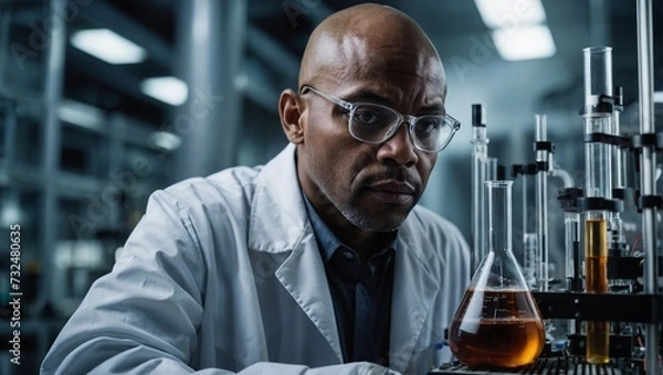Fototapeta Mindful Observation: Scientist Unlocks Mysteries in Complex Experiment
