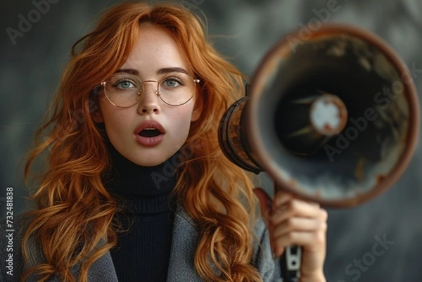 Obraz Redheaded Beauty with Glasses and a Blowhorn: A Catchy and Optimized Adobe Stock Title Generative AI