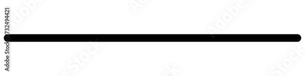 Fototapeta Divider. Straight black horizontal line with rounded edges. Isolated on a white background.