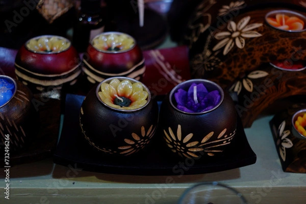 Fototapeta Candle holder made of wood.