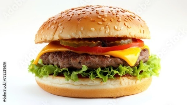 Fototapeta cheeseburger isolated on a white background