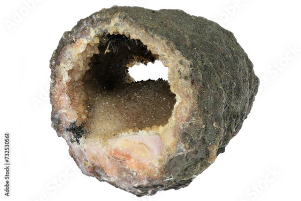 Obraz quartz geode from Morocco isolated on white background