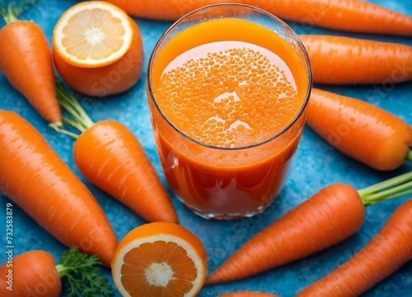 Fototapeta Freshly squeezed carrot juice in a glass