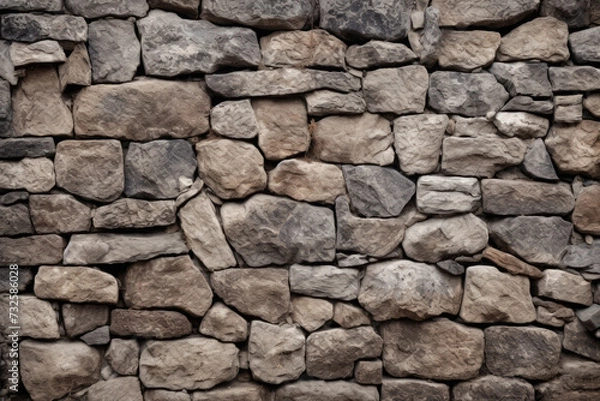 Fototapeta Processed collage of old medieval stone wall texture in daylight. Background for banner