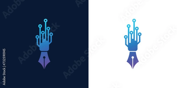 Obraz Technology pen logo, abstract logo, internet icon