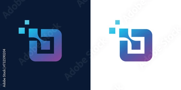 Fototapeta Technology box logo, abstract logo, internet icon