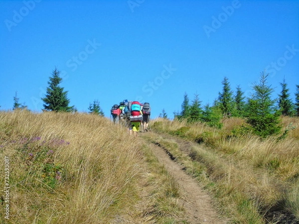 Fototapeta Hikers on a Mountain Trail
