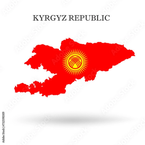 Fototapeta Map of Kyrgyz Republic with new flag vector illustration