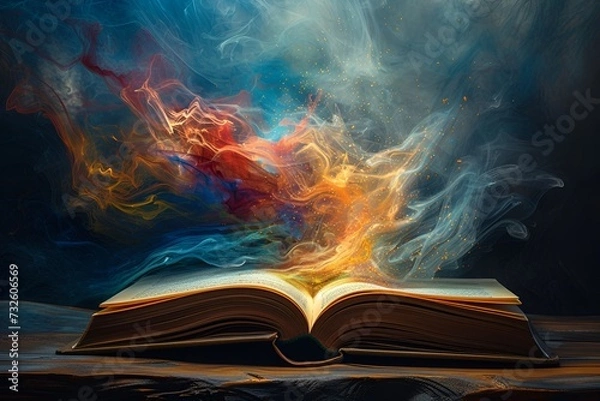 Fototapeta Enchanting Whirl of Colors Emerging from an Ancient Tome - Generative AI