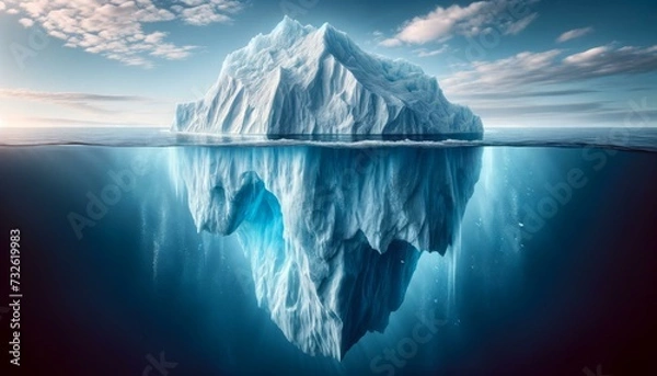 Fototapeta Stunning Iceberg Reflection in Calm Ocean Waters, Climate Change Concept