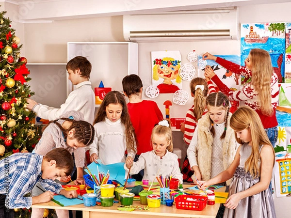 Fototapeta Children making card.