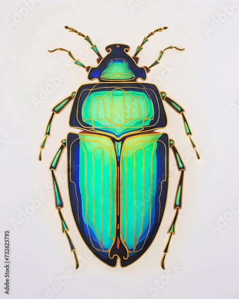 Obraz Colorful beetle isolated on white background