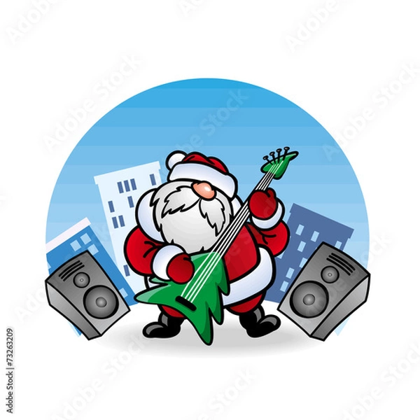 Obraz Дед Мороз Santa Claus  играет на гитаре