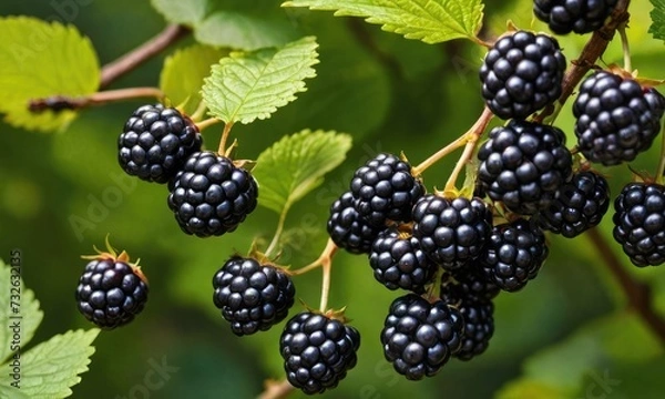 Obraz Edible Sunbeams: Fresh Blackberries Awash in Forest Luminescence