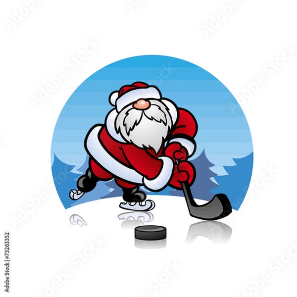 Obraz Дед Мороз Santa Claus  играет в хоккей