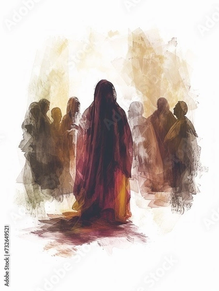 Fototapeta Anna the Prophetess Speaks About Jesus to All Who Awaited Redemption Generative AI