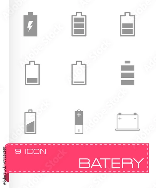 Obraz Vector black battery icon set