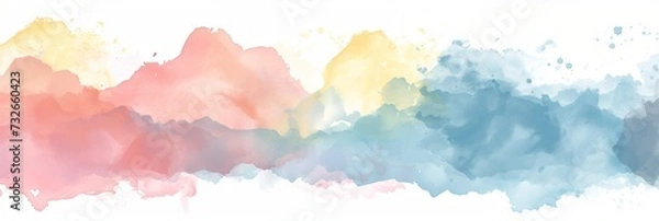 Fototapeta Abstract watercolor background with a spectrum of colors reminiscent of rainbow smoke, horizontal banner, print, wallpaper, screensaver