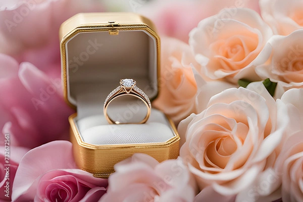 Obraz wedding rings and roses