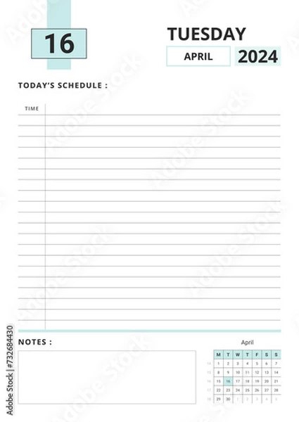 Fototapeta Daily Planner April 2024