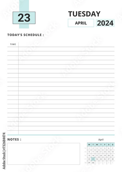 Fototapeta Daily Planner April 2024