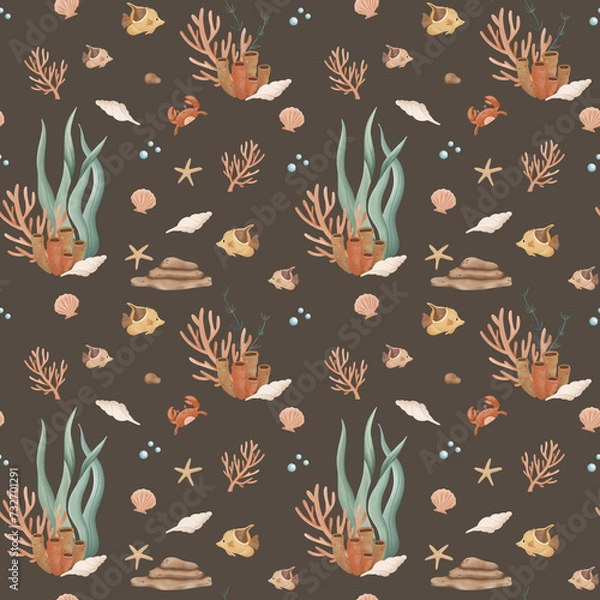 Obraz Undersea Creatures Seamless Pattern