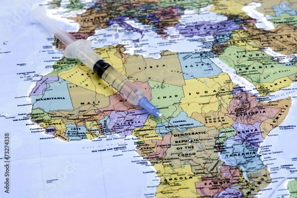 Obraz strzykawka na mapie Afryki