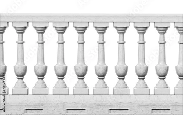 Fototapeta Balcony railing isolated on transparent background. 3D illustration