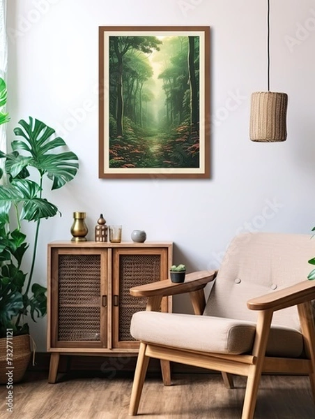 Fototapeta Bamboo Vintage Print: Serene Forests Wall Decor | Modern Landscape Art