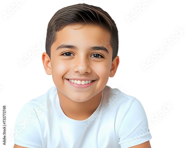 Fototapeta smiling latin little boy kid  isolated in transparent background white