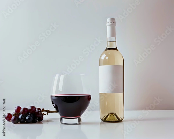 Fototapeta red wine and wine bottle mock up