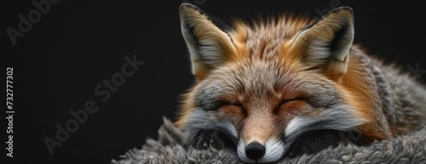 Fototapeta Fox Slumber: Capturing the Beauty of a Sleeping Red Fox