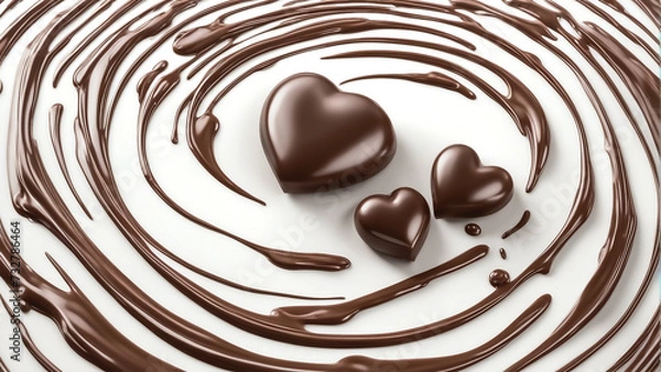Obraz Shape of chocolate with round chocolate cream background.