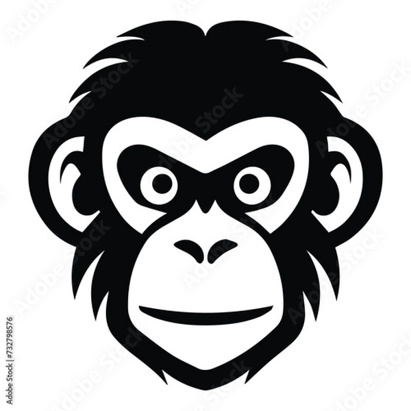 Fototapeta Chimpanzee Flat Icon Isolated On White Background