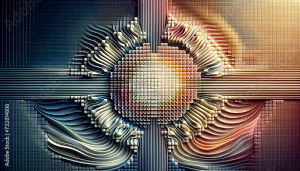 Obraz Crystal Clear Pixel Grid with Serene Geometric Harmony