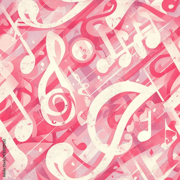 Obraz pink abstract patterns music, Seamless tile pattern AI art