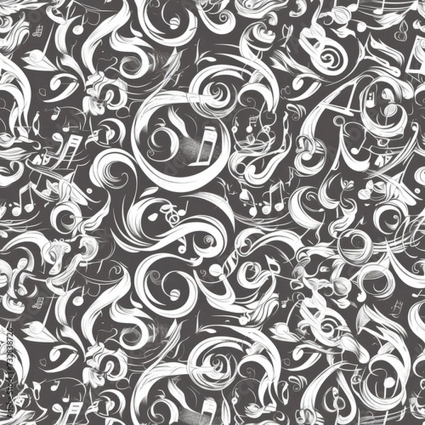 Obraz abstract patterns music, Seamless tile pattern AI art