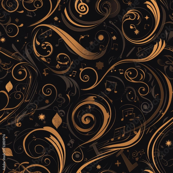 Obraz abstract patterns music, Seamless tile pattern AI art