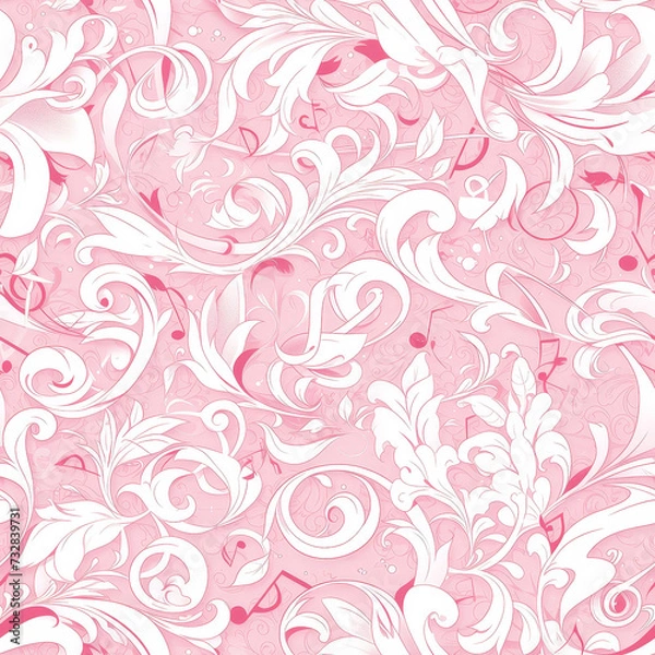 Obraz pink abstract patterns music, Seamless tile pattern AI art