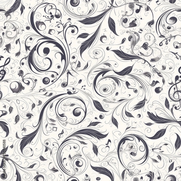 Obraz abstract patterns music, Seamless tile pattern AI art
