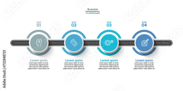 Obraz Business road map timeline infographic icons designed for abstract background template