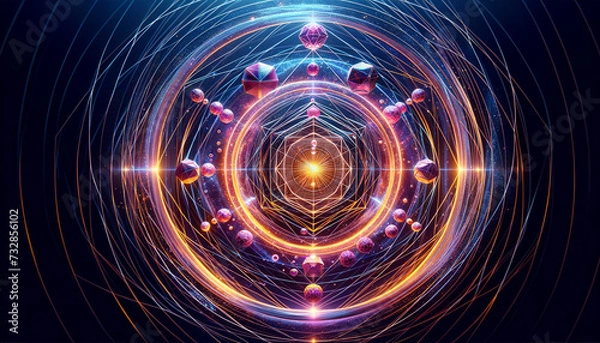 Obraz Vibrant zero point energy with geometric harmony and tranquil patterns