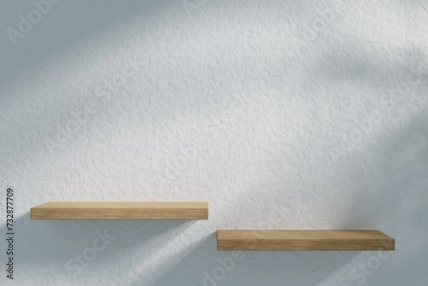 Obraz 3D illustration empty shelf on a wall