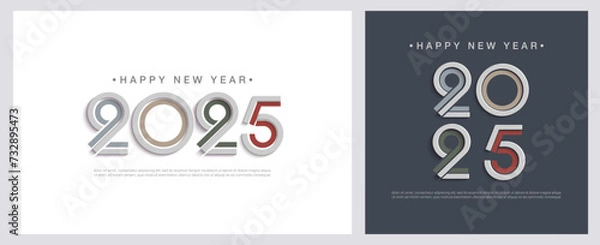 Obraz Happy New Year 2025 colorful. concept for 2025 new year celebration on set backgrou