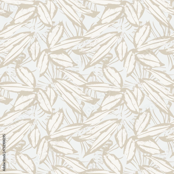Obraz Neutral Colour Tropical Leaf Seamless Pattern Design